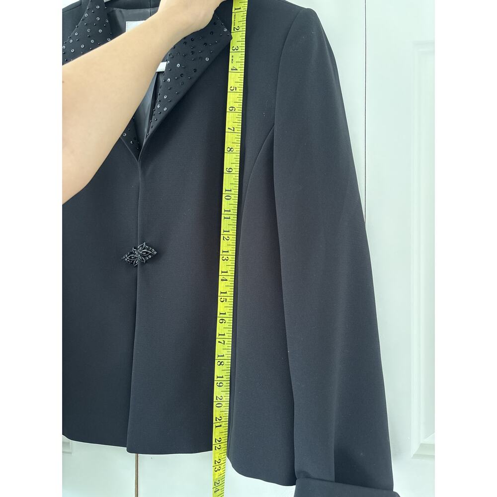 Tahari Black Beaded Lapel Blazer Size 14 - Picture 7 of 11